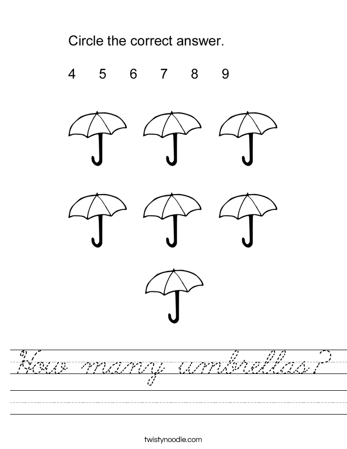 How many umbrellas? Worksheet