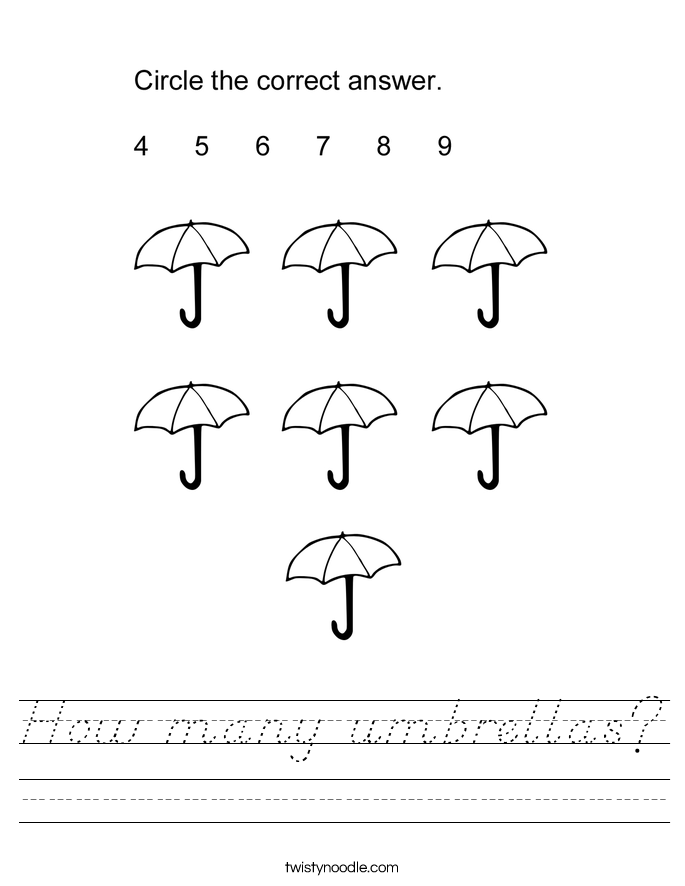 How many umbrellas? Worksheet