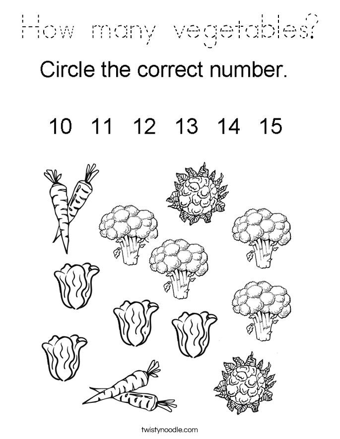 How many vegetables? Coloring Page