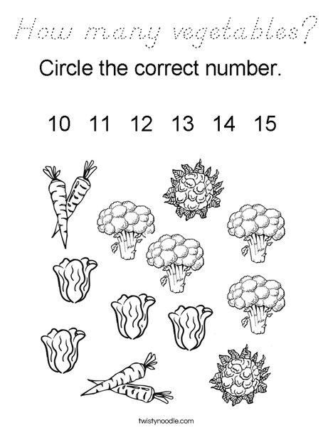 How many vegetables? Coloring Page