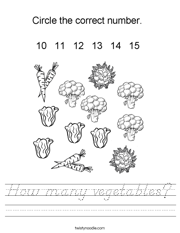 How many vegetables? Worksheet