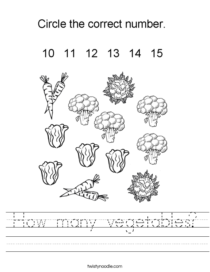 how many vegetables worksheet twisty noodle