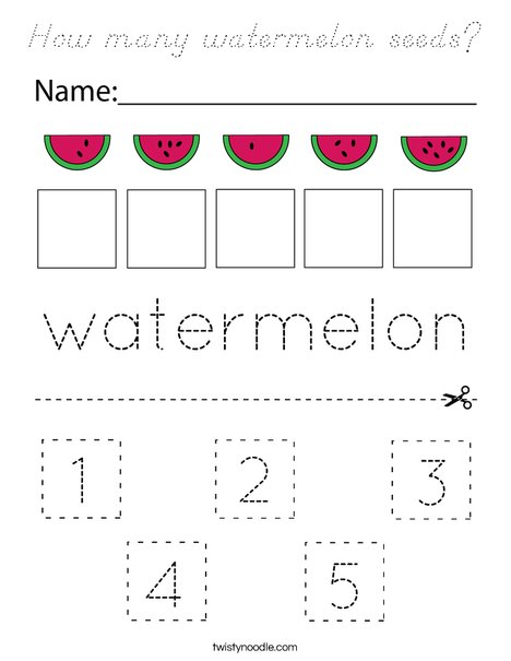 How many watermelon seeds? Coloring Page
