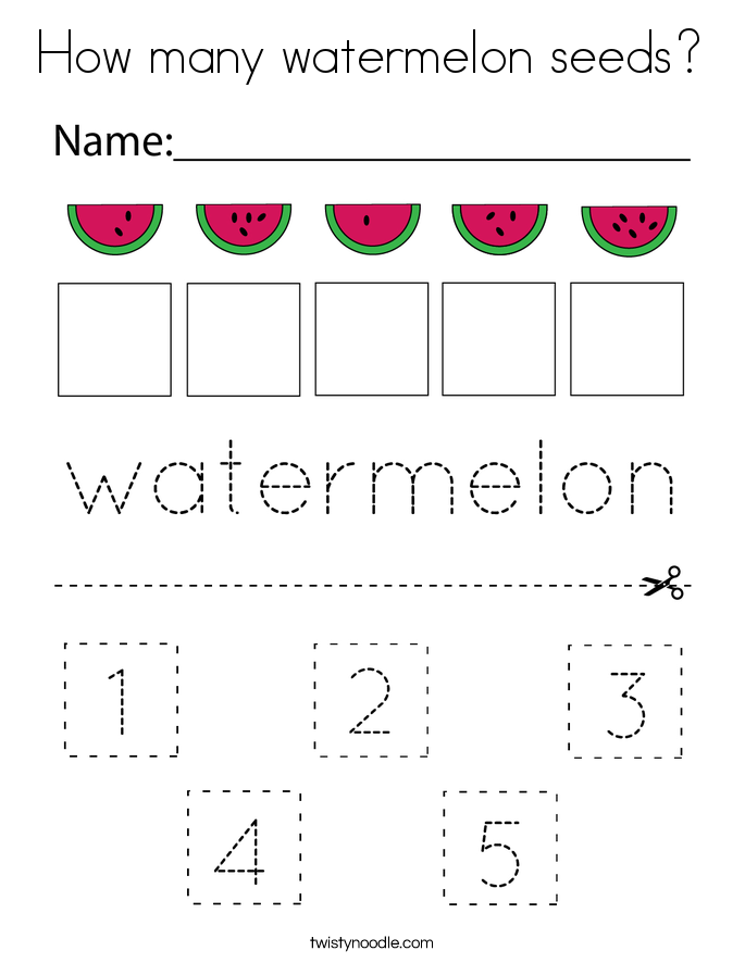 How many watermelon seeds? Coloring Page