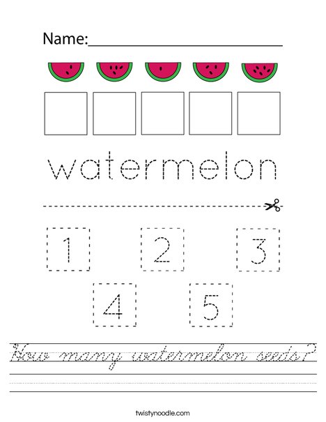 How many watermelon seeds? Worksheet