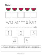 How many watermelon seeds Handwriting Sheet