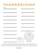 How many words can you make from the word Thanksgiving Handwriting Sheet