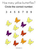 How many yellow butterflies Coloring Page