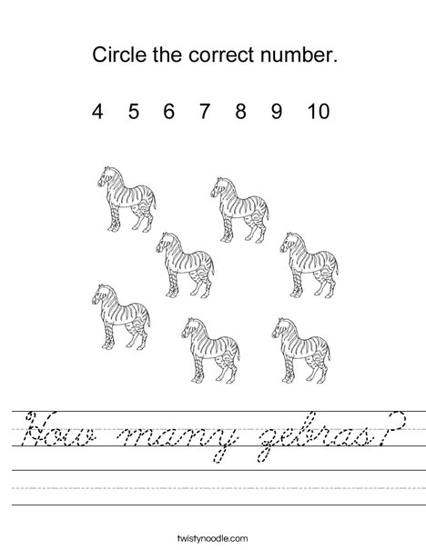 how many zebras worksheet cursive twisty noodle