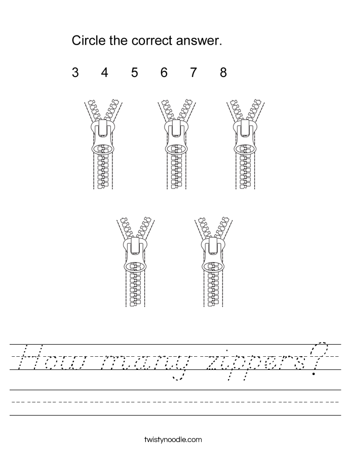 How many zippers? Worksheet