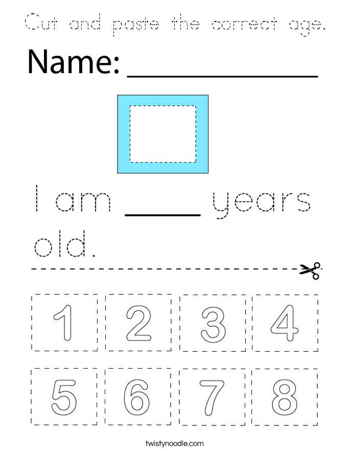 Cut and paste the correct age. Coloring Page