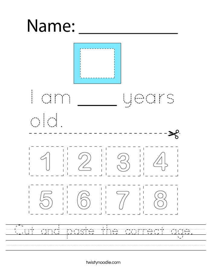 Cut and paste the correct age. Worksheet