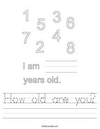 How old are you Handwriting Sheet