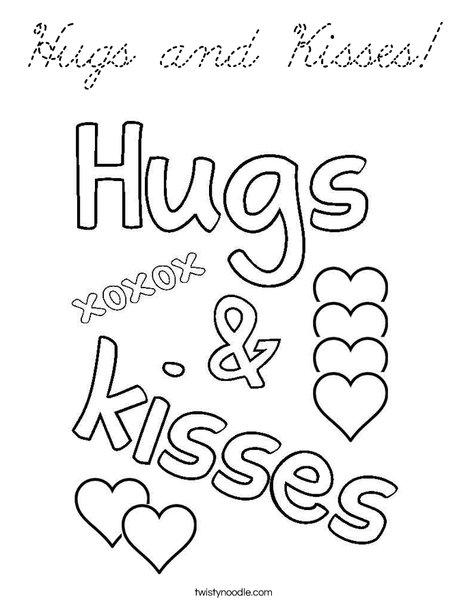 Hugs and Kisses ! Coloring Page