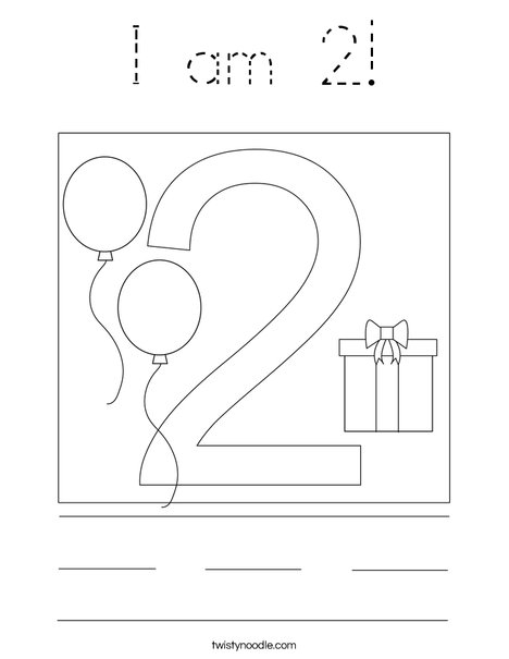 I am 2 years old! Coloring Page