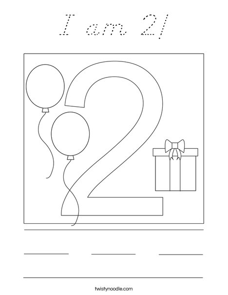 I am 2 years old! Coloring Page