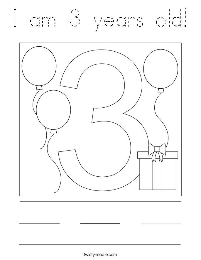I am 3 years old! Coloring Page
