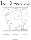 I am 3 years old Coloring Page
