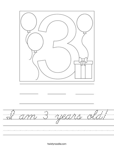 I am 3 years old! Worksheet