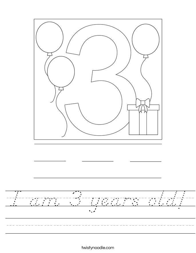 I am 3 years old! Worksheet