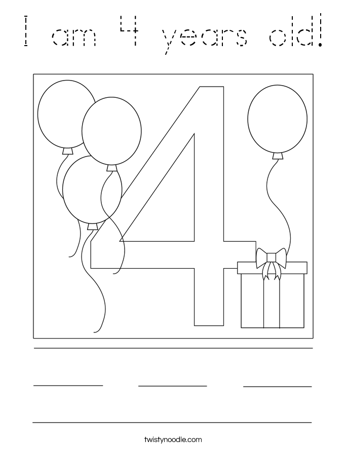 I am 4 years old! Coloring Page