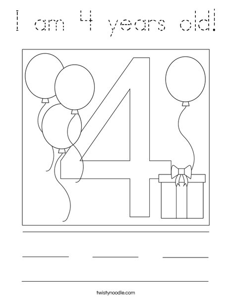 I am 4 years old! Coloring Page