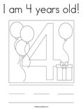 I am 4 years old! Coloring Page