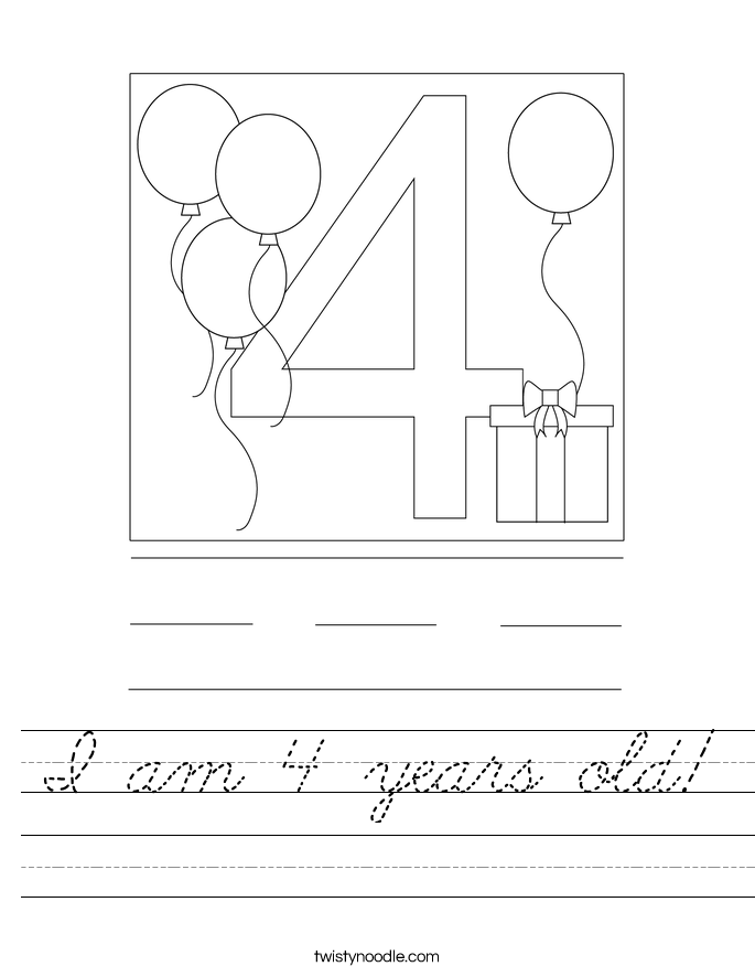 I am 4 years old! Worksheet
