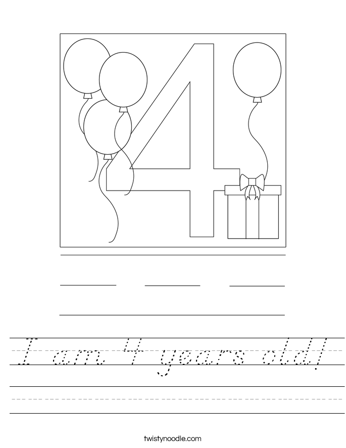 I am 4 years old! Worksheet