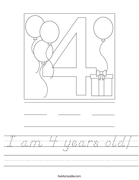 I am 4 years old! Worksheet