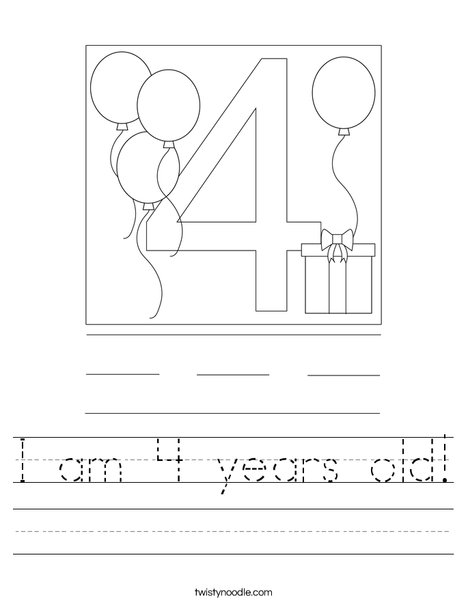 I am 4 years old! Worksheet