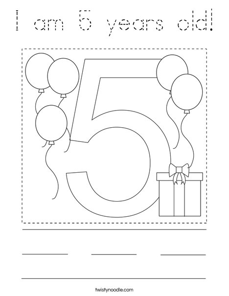 I am 5 years old! Coloring Page