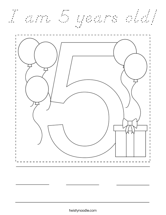 I am 5 years old! Coloring Page