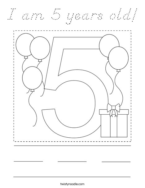 I am 5 years old! Coloring Page