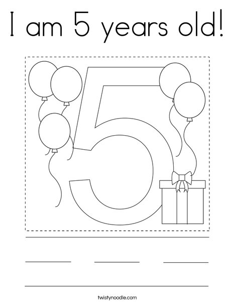 I am 5 years old! Coloring Page