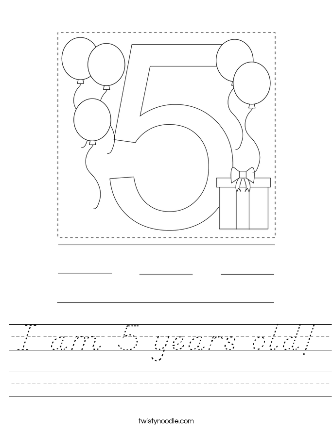 I Am 5 Years Old Worksheet D Nealian Twisty Noodle i-am-5-years-old-worksheet-d-nealian-twisty-noodle