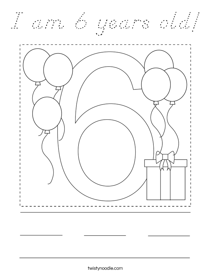 I am 6 years old! Coloring Page