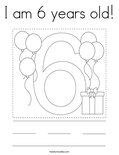 I am 6 years old! Coloring Page