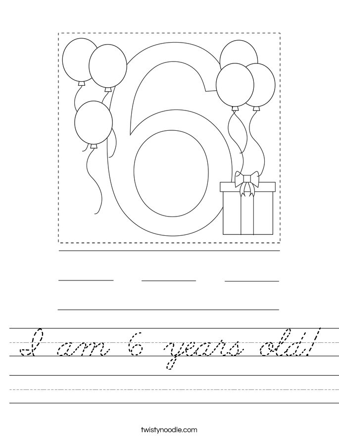 I am 6 years old! Worksheet