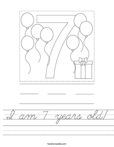 I am 7 years old! Worksheet