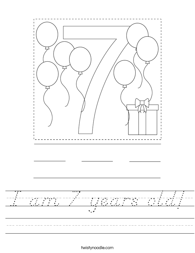 I am 7 years old! Worksheet