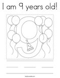 I am 9 years old! Coloring Page