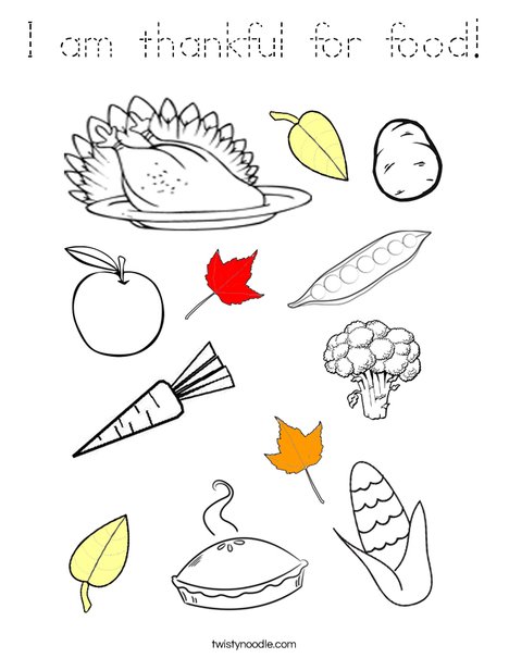 I am thankful for food! Coloring Page