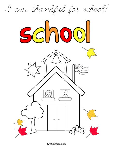 I am thankful for school! Coloring Page