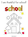 I am thankful for school! Coloring Page