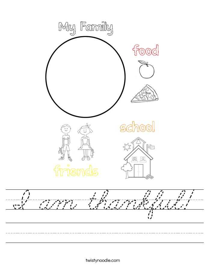 I am thankful! Worksheet