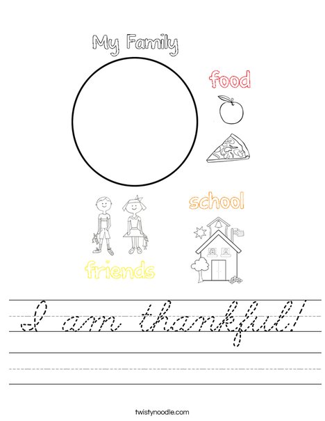 I am thankful! Worksheet