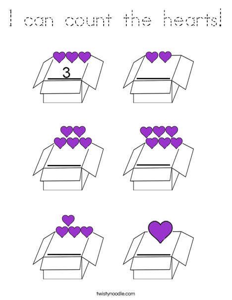 I can count the hearts! Coloring Page