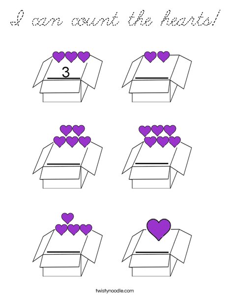 I can count the hearts! Coloring Page