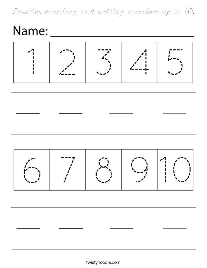 Practice counting and writing numbers up to 10. Coloring Page